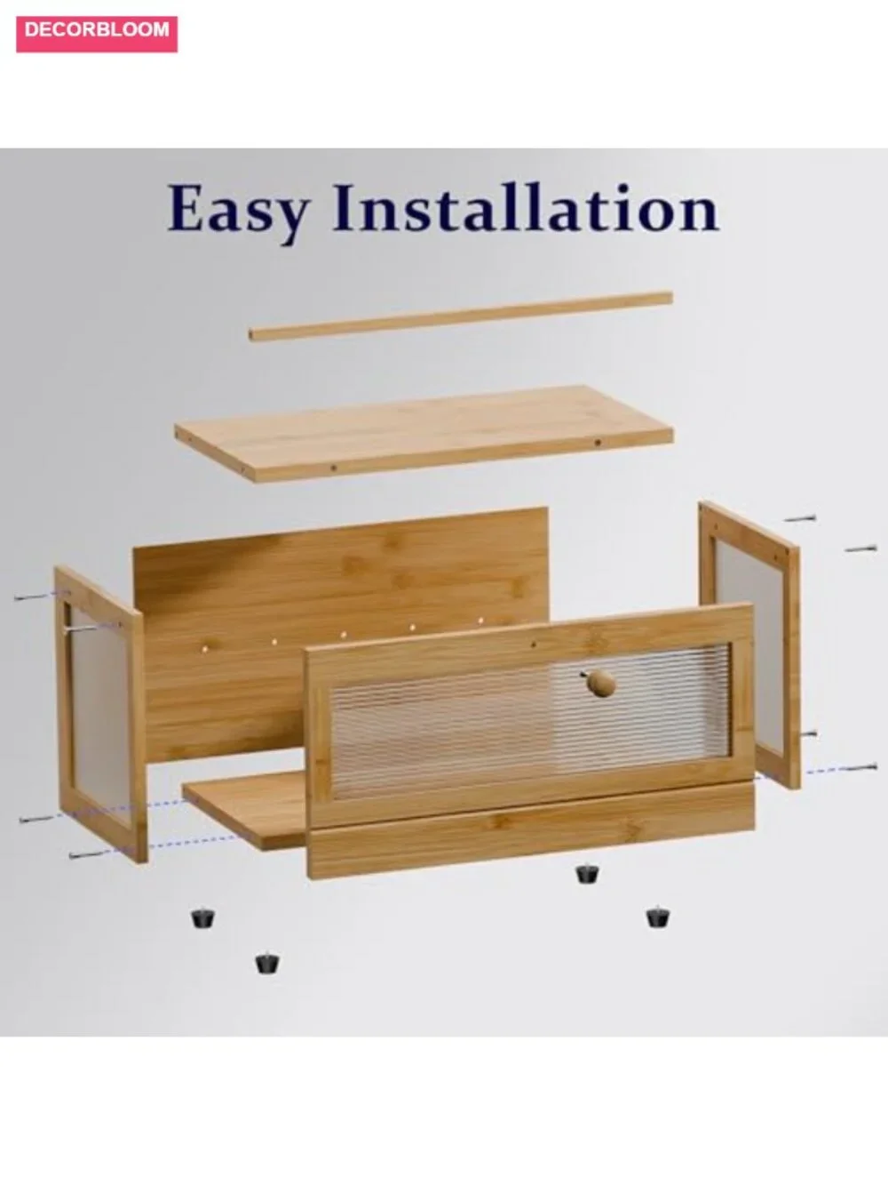 Stackable 2-Tier Bamboo Bread Box with Acrylic Window, Airtight Storage for
